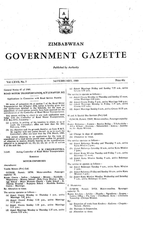 lta offence|First published in the Government Gazette .